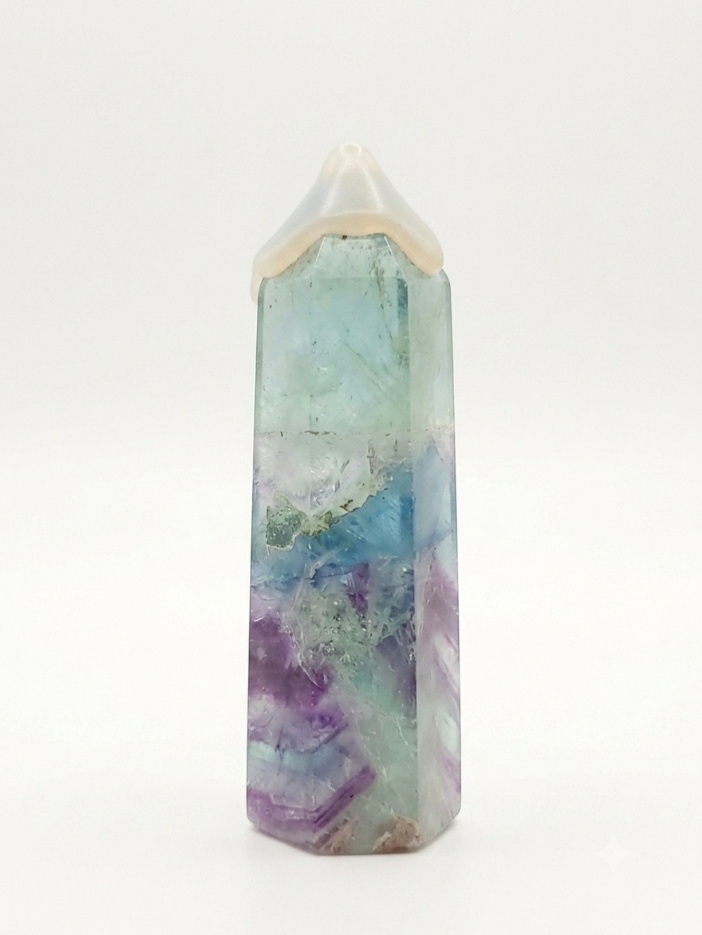 Multicolor Fluorite Crystal Point Tower